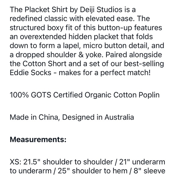 🍵🍵 SOLD 🍜🍜 Deiji Studios Placket Shirt - Picture 4 of 8